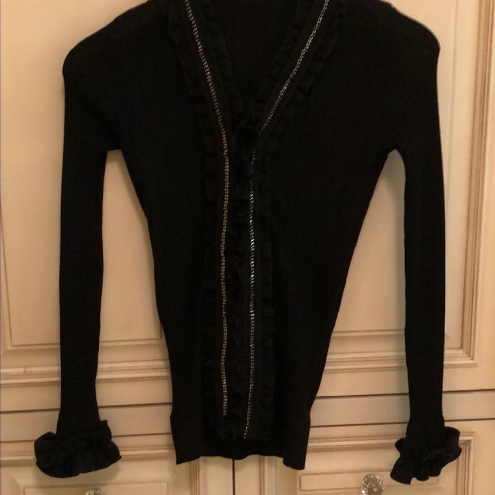 Anne Fontaine parfaite chain black knit sweater